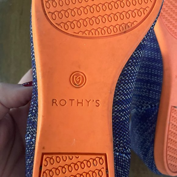 ROTHY'S The Point Blue Birdseye Flats Orange Sole RETIRED RARE Size 7W - Picture 9 of 12